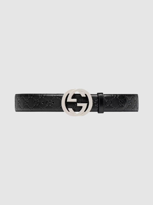 구찌 인터로킹 G 버클 시그니쳐 레더 벨트 40MM
