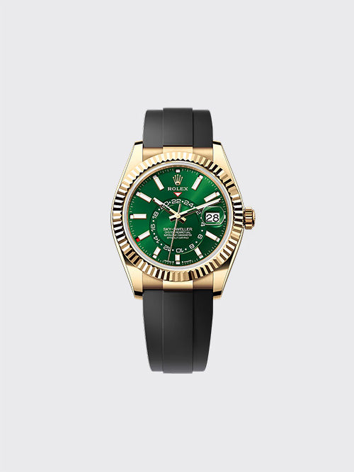 [NOOB공장] 롤렉스 스카이 드웰러 42mm 옐로우 골드 브라이트 그린 러버  m336238-0004