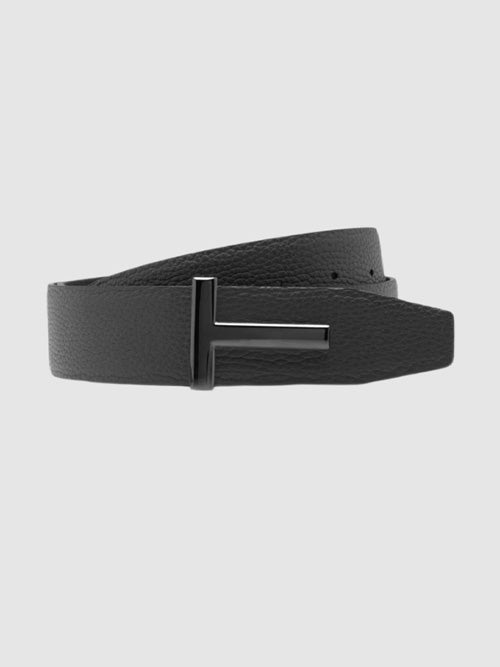 톰포드 그레인 레더 T 아이콘 벨트 블랙 38MM