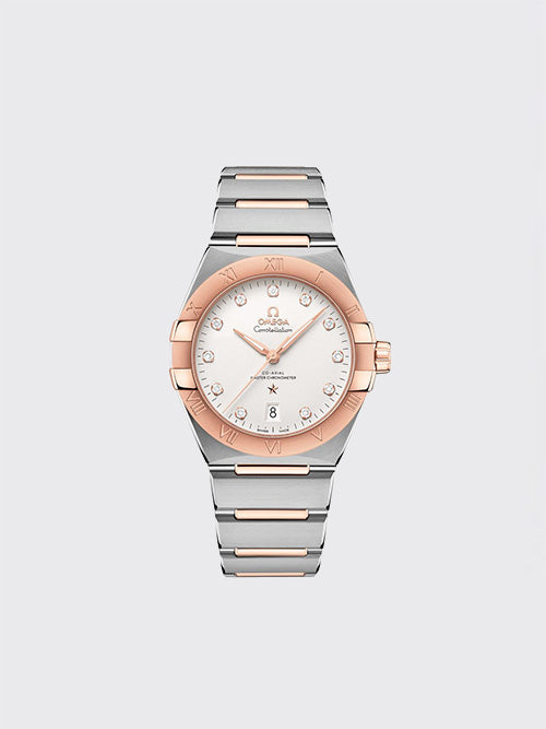[V+공장] 오메가 컨스텔레이션 코-액시얼 마스터 크로노미터 39mm 로즈 골드 화이트 다이아 131.20.39.20.52.001