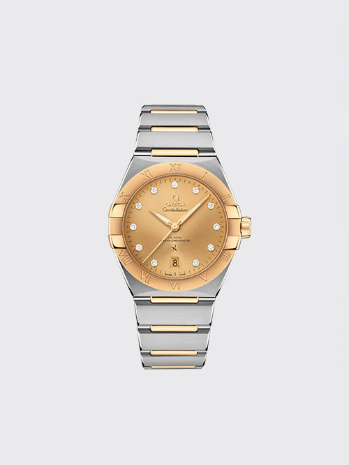 [V+공장] 오메가 컨스텔레이션 코-액시얼 마스터 크로노미터 39mm 옐로 골드 다이아 131.20.39.20.58.001