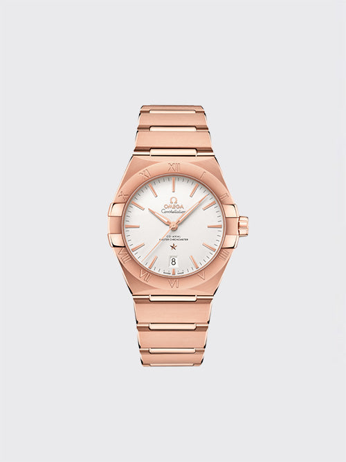 [V+공장] 오메가 컨스텔레이션 코-액시얼 마스터 크로노미터 39mm 로즈 골드 화이트 131.50.39.20.02.001