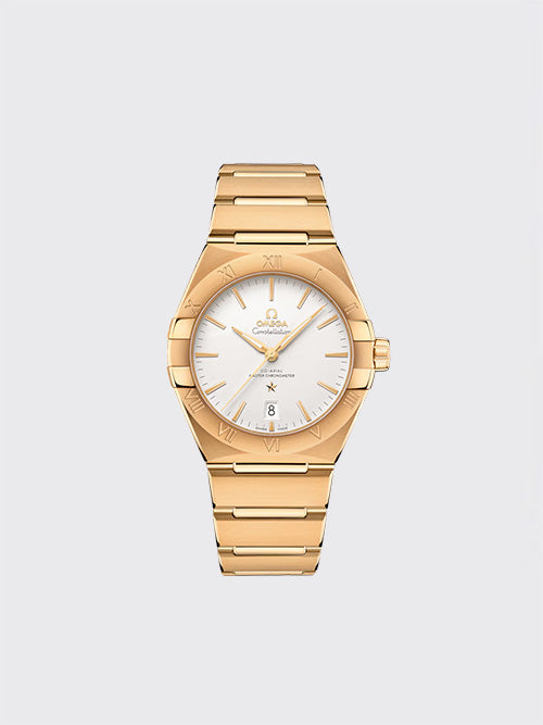 [V+공장] 오메가 컨스텔레이션 코-액시얼 마스터 크로노미터 39mm 옐로 골드 화이트 131.50.39.20.02.002
