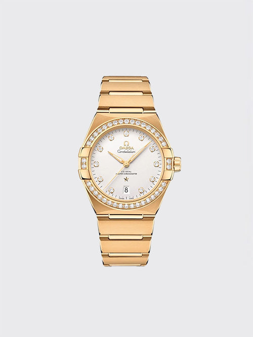 [V+공장] 오메가 컨스텔레이션 코-액시얼 마스터 크로노미터 39mm 옐로 골드 다이아 131.55.39.20.52.002